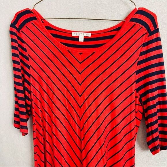 Spense • Soft Stretchy Chevron Striped Knit Tunic Top - Picture 3 of 6